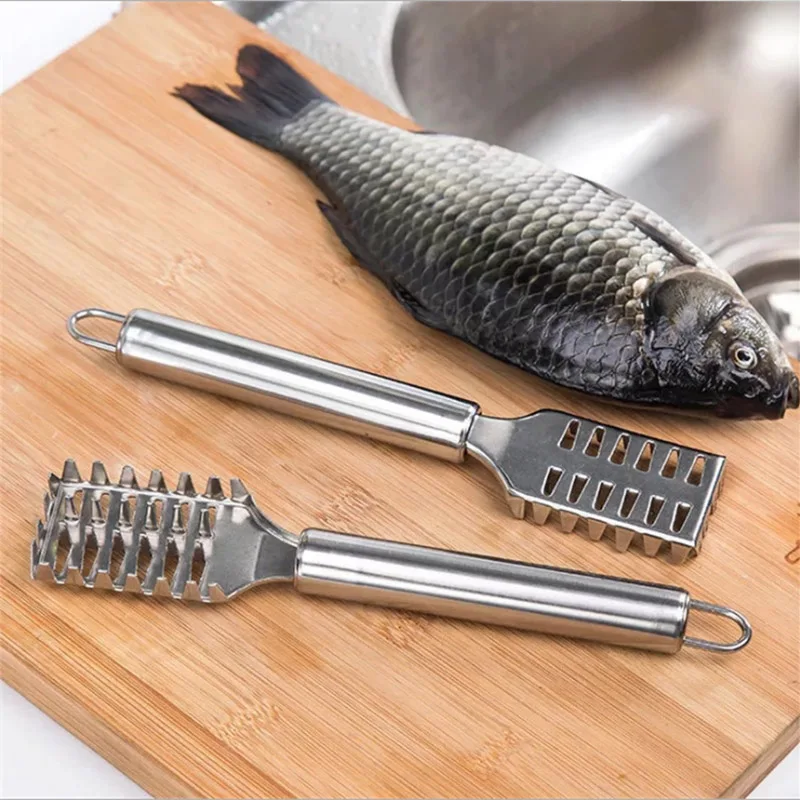 1 pcs Fish Skin Brush Stainless Steel Scraping Scale Graters Fast Remove Cleaning Peeler Scaler Scraper | Дом и сад