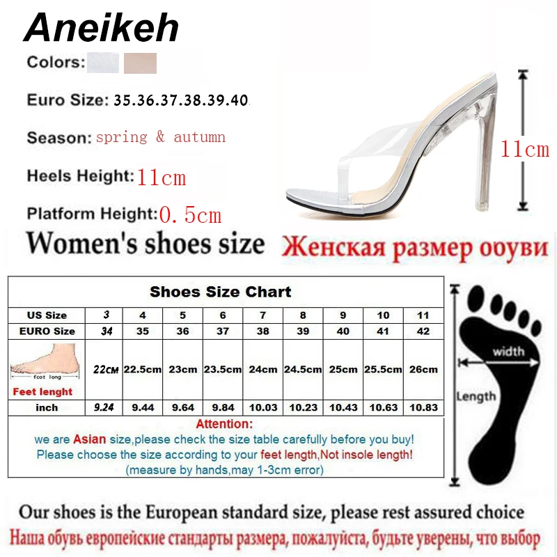 Aneikeh/Модная женская обувь; Новинка года; женские босоножки; тапочки с зажимом; прозрачные туфли-лодочки на высоком каблуке из ПВХ