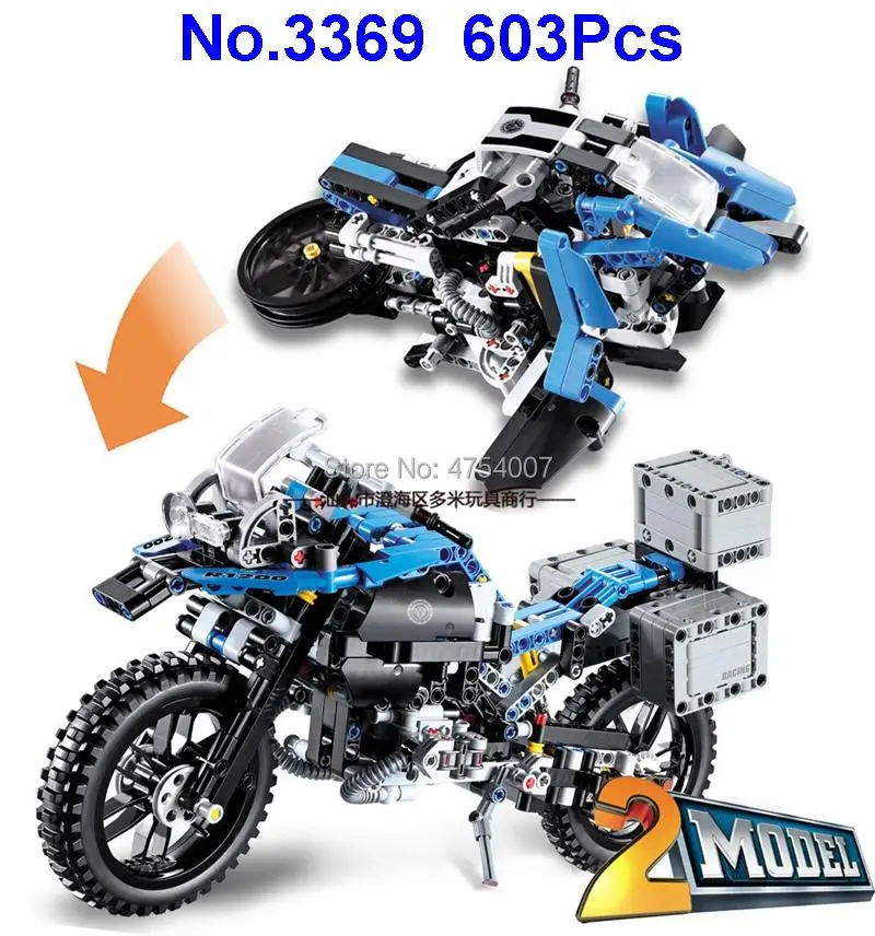 3369 603 шт. technic серия внедорожный мотоцикл r1200 gs строительный блок 42063 игрушка