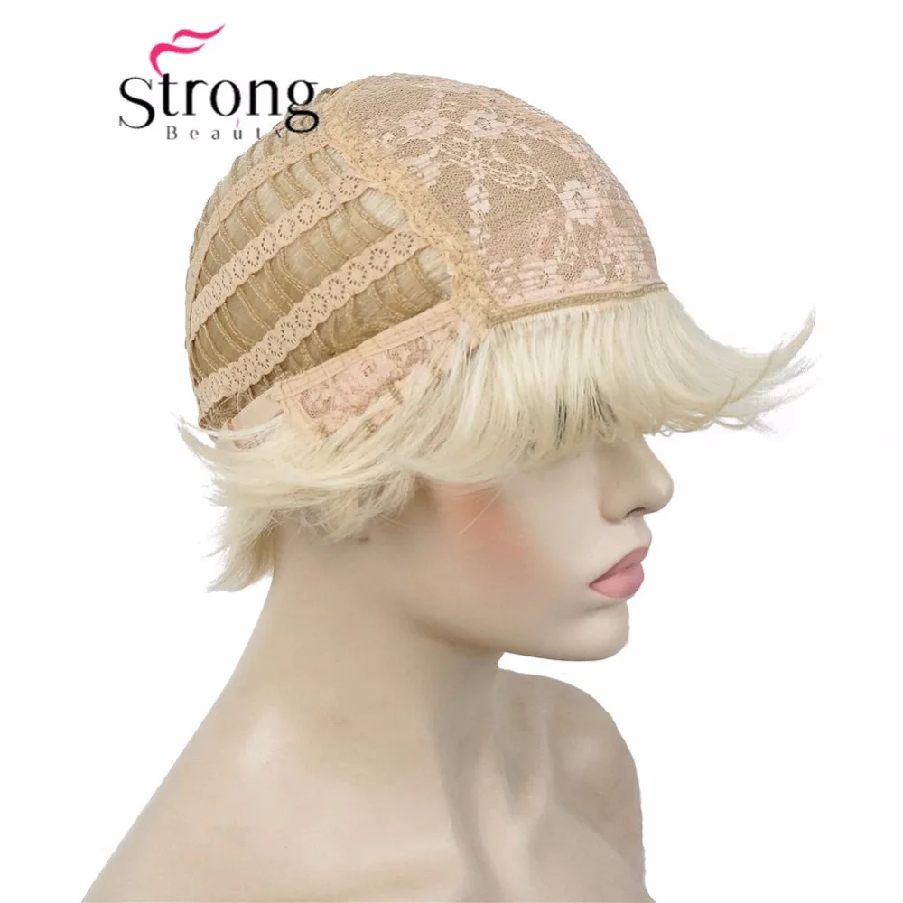 StrongBeauty очень короткие черные челки полный синтетический парик выбор цвета