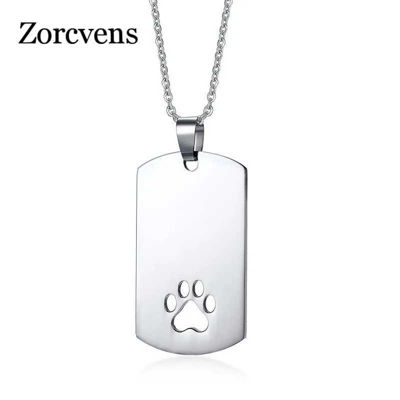 ZORCVENS 2020 Новая мода Серебряный цвет собака бирка ожерелье из нержавеющей стали