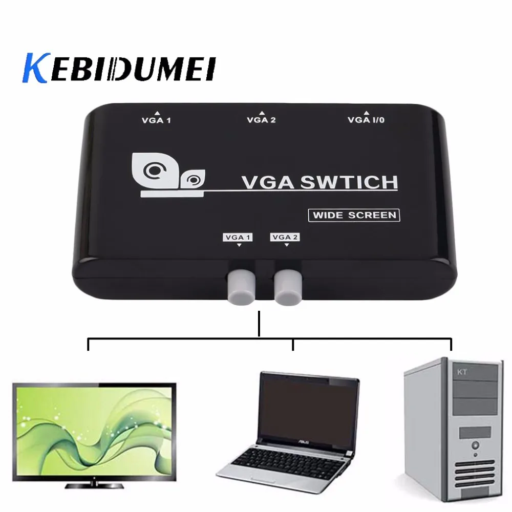 Мини-переключатель KEBETEME с 2 портами VGA несколько входов ручной переключатель для
