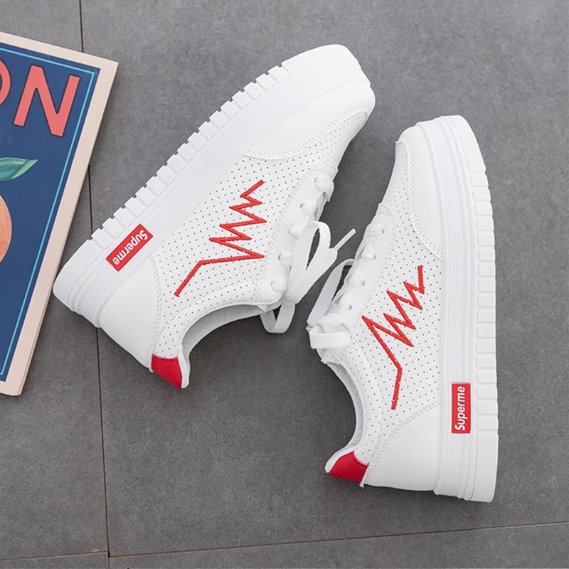 2019 Women Vulcanized Shoes White Sneakers Casual Autumn Women's Flats Fashion Ladies | Обувь