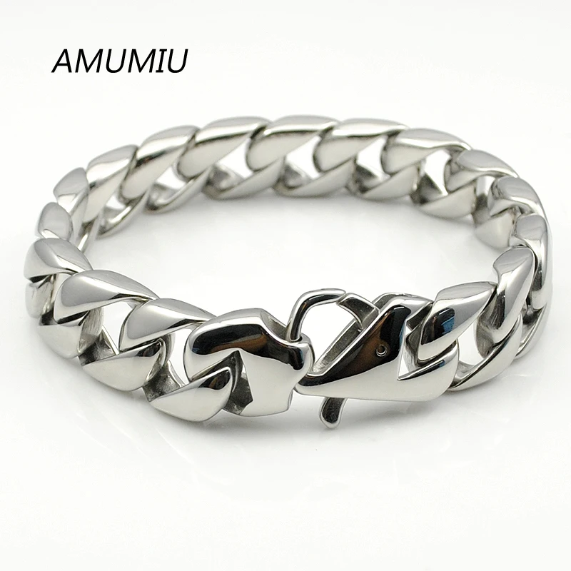 AMUMIU модный браслет из нержавеющей стали в стиле панк Рок крутой мини овальный