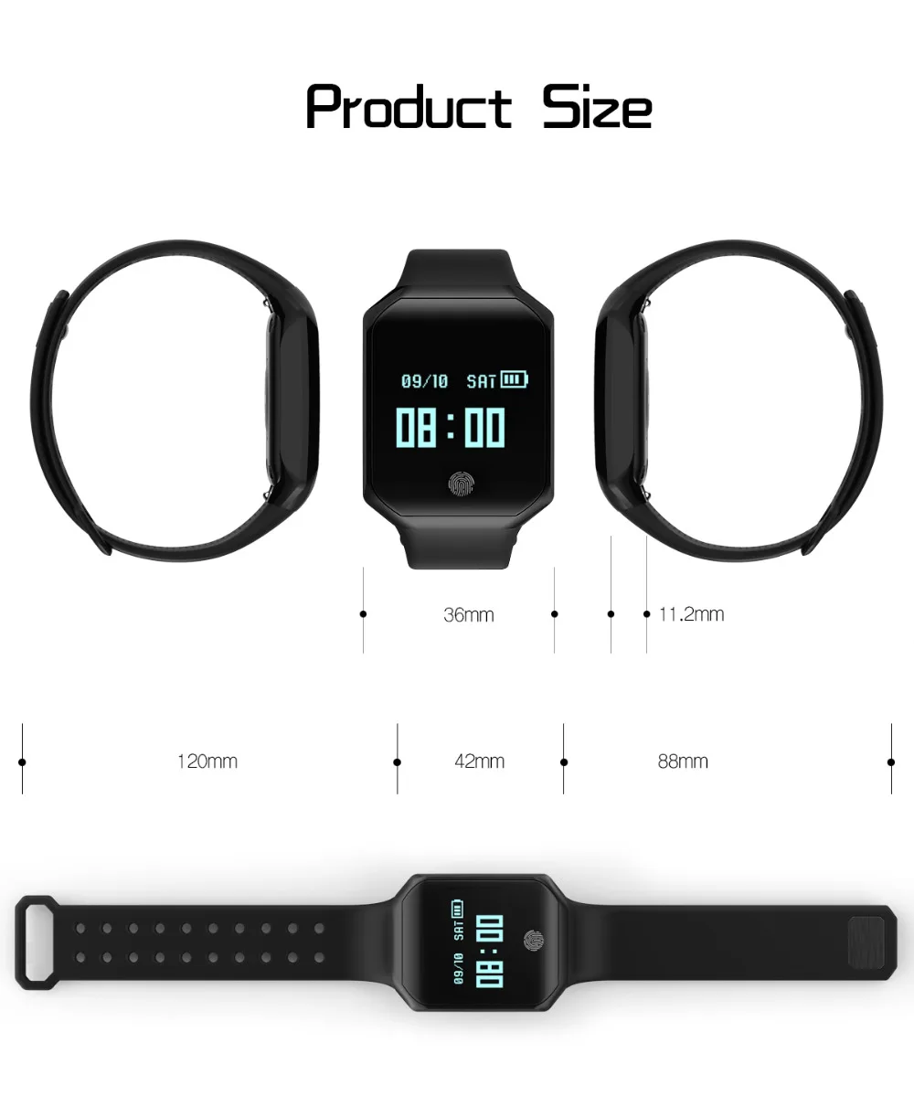 EXRIZU Z66 Bluetooth Smart Band OLED браслет Поддержка сердечного ритма и крови Давление монитор Шагомер Facebook Twitter сообщения