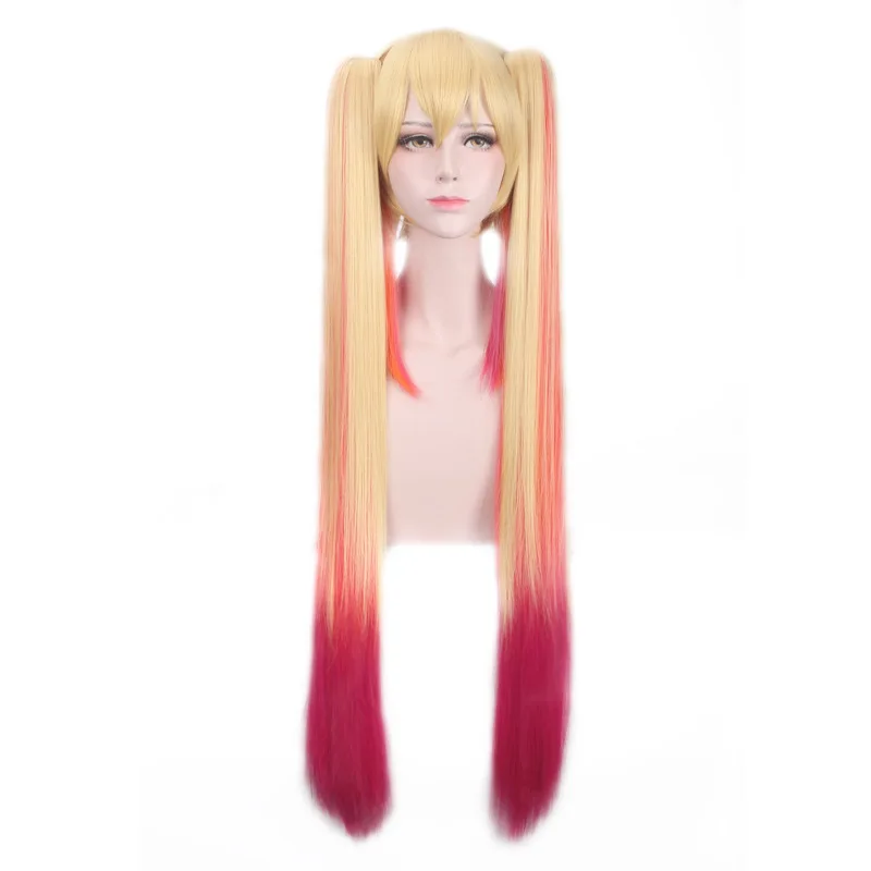 Morematch Kobayashi-San Chi No Maid Dragon Tohru Wigs Cosplay Peluca Yellow Gradient Pink Long Hair Double Ponytail
