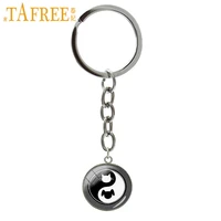 tafree yin yang cat dog silhouette keychain simple fashion style key chain keyholder eastern tai taoist culture jewelry t656