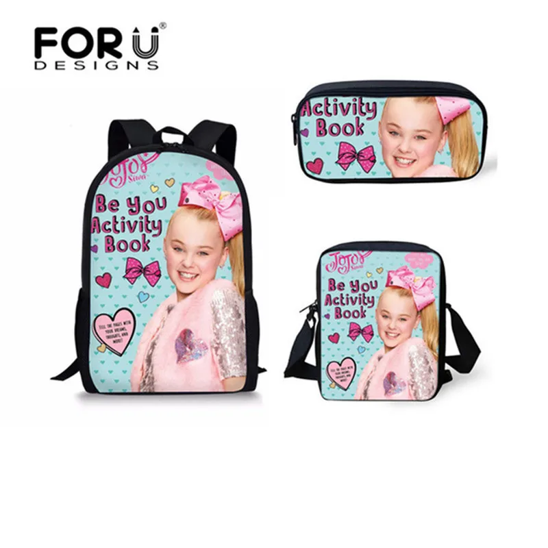 FORUDESIGNS/милые школьные сумки для девочек-подростков, суперзвезда JoJo Siwa, принт, детские сумки на плечо, повседневные школьные сумки для студентов