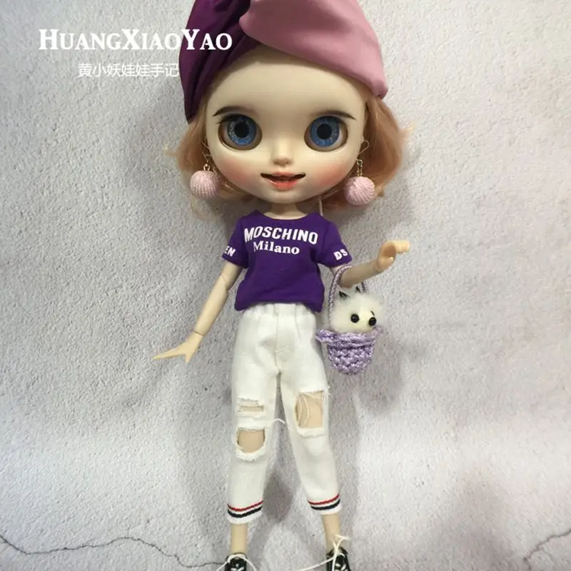 2 шт./компл. Doll's Blyth Clothes Спортивная футболка + джинсы для рубашки Barbi брюки Azone licca