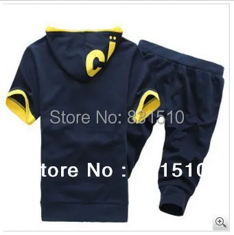 2013 summer new fashion casual men's short-sleeved hooded sports suit free shipping | Мужская одежда