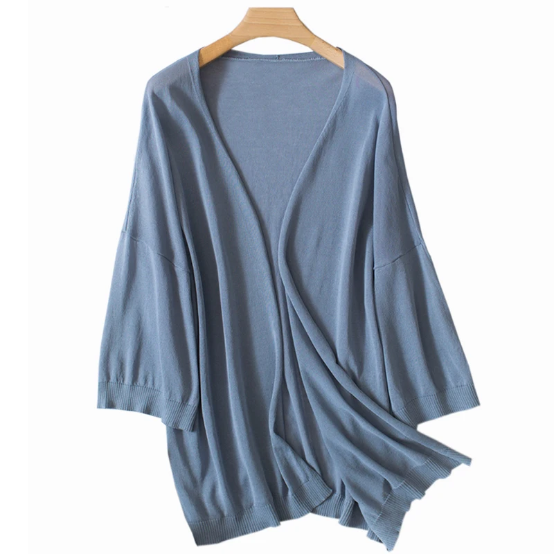 Женский тонкий вязаный кардиган 7 цветов весенне-летний с рукавом три четверти