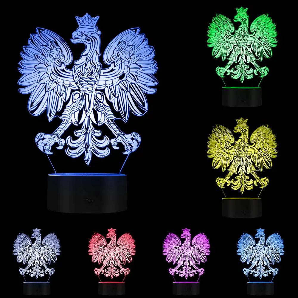 Полированный USB светильник с гербом полиска 3D Оптическая иллюзия домашний декор