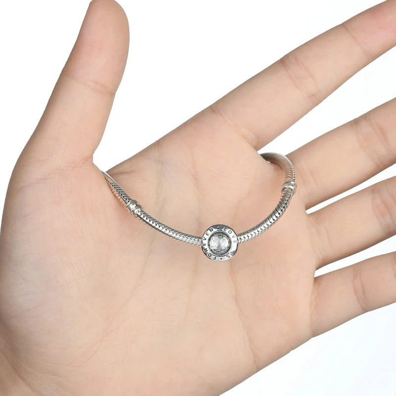 925 Sterling Silver Love Is Forever With Clear CZ Charm Beads Fit Original Pandora Bracelet Authentic Luxury DIY Jewelry Gift | Украшения и