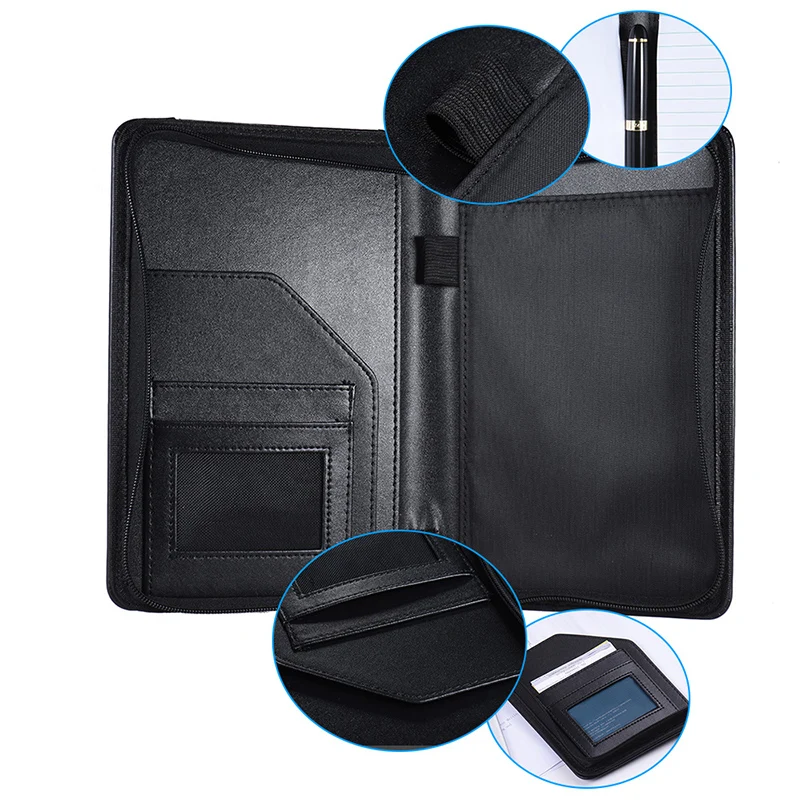 

1pcs Portable A5 Padfolio Business Portfolio Padfolio Writing Pad Holder Folder Document Case Organizer PU Leather For Business