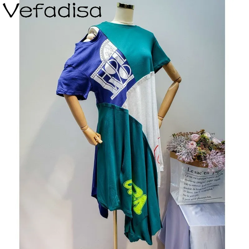 Vefadisa женское платье с неровной строчкой 2019 летнее открытыми плечами тонкое