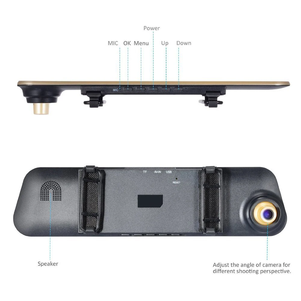 Авто Full HD 1080P автоматическая камера зеркало заднего вида 4 3 дюймов Dash Cam