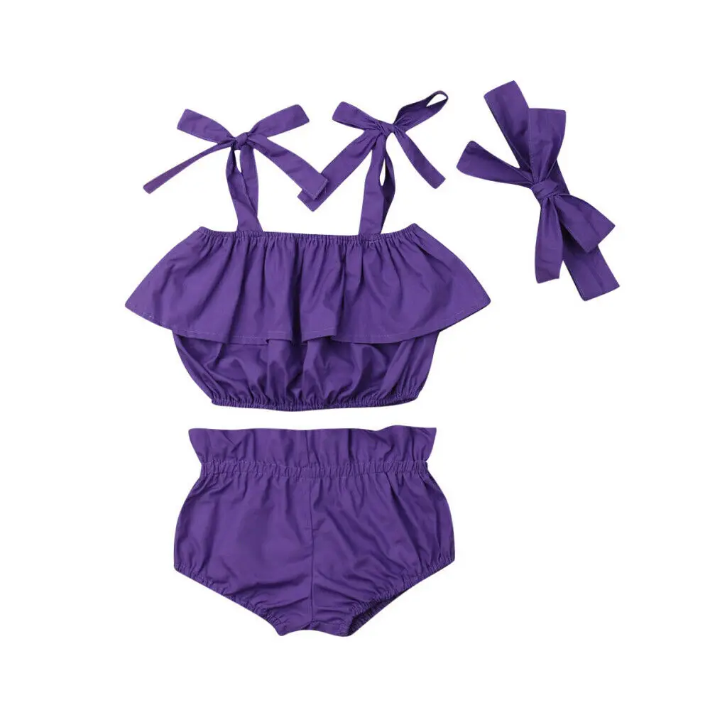 

3PCS Toddler Baby Girls Clothes Sling Vest Tops+Shorts Casual Outfits Summer Clothes Sleeveless