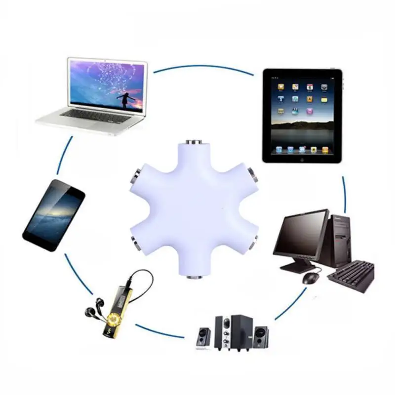 

3.5mm Earphone Audio Splitter 1 Male to 1 2 3 4 5 Female Cable 5 Port Aux Music Sound Output Cables