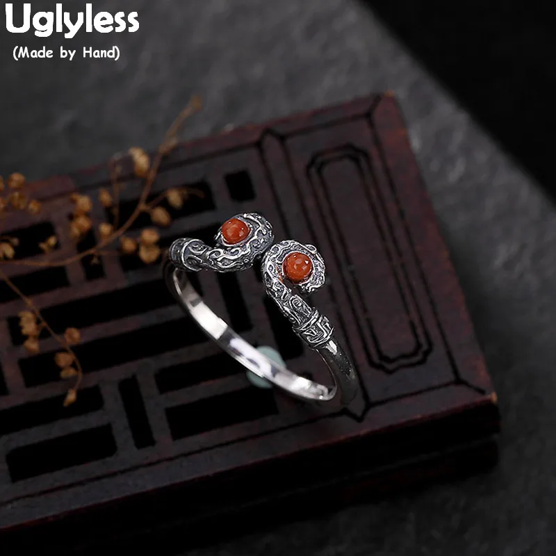 Uglyless Real Solid 925 пробы серебряные изогнутые тайские кольца ручной работы для женщин