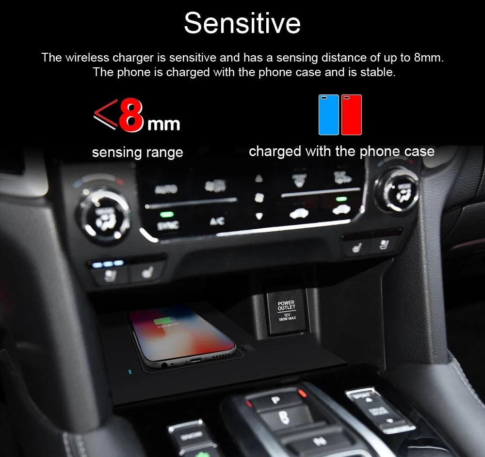 Qi автомобильное беспроводное зарядное устройство для iPhone Samsung S10 S9 Honda Avancier 2017 UR V