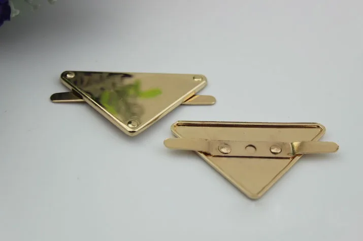 6pcs/lot Pale golden metal plate triangle brand bag decoration accessories hardware buttons female | Багаж и сумки