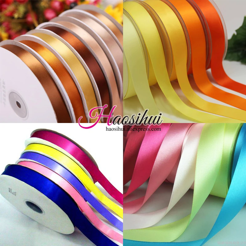 

HAOSIHUI 6mm-51mm 100yards Satin Ribbon Wedding Party Festive Event Decoration Crafts Gifts Wrapping Apparel Sewing Fabric