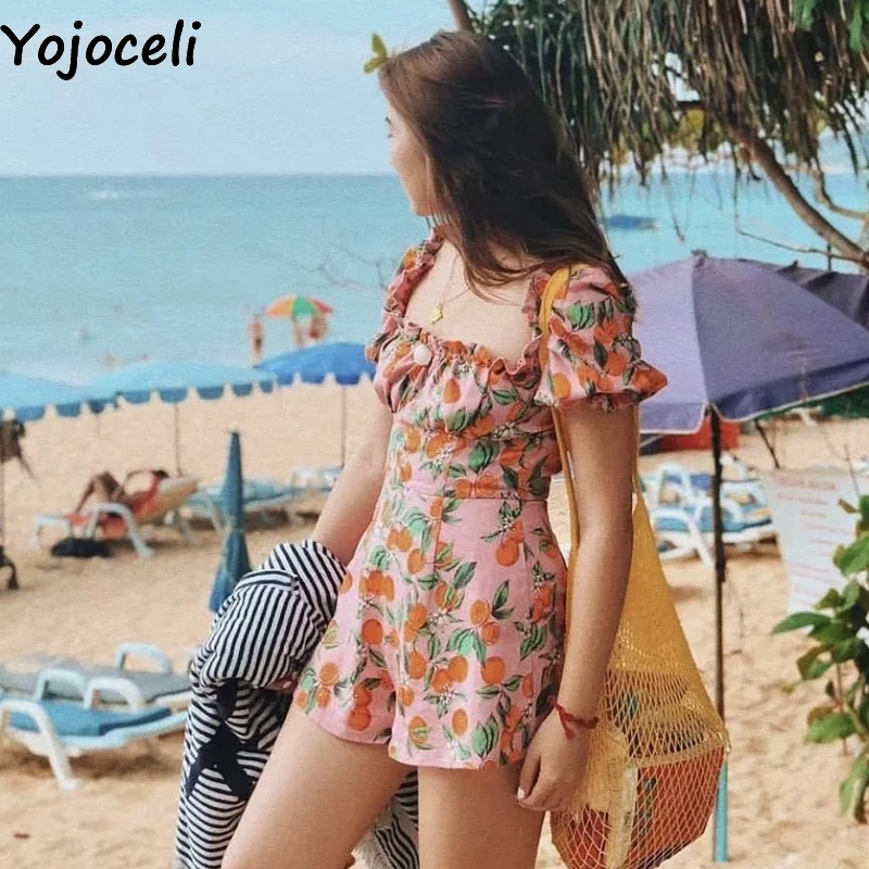 Yojoceli сексуальный комбинезон со шнуровкой с принтом и открытыми плечами