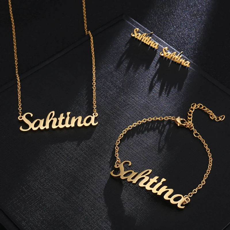 Ожерелье и кулон с индивидуальным именем очаровательные серьги для женщин