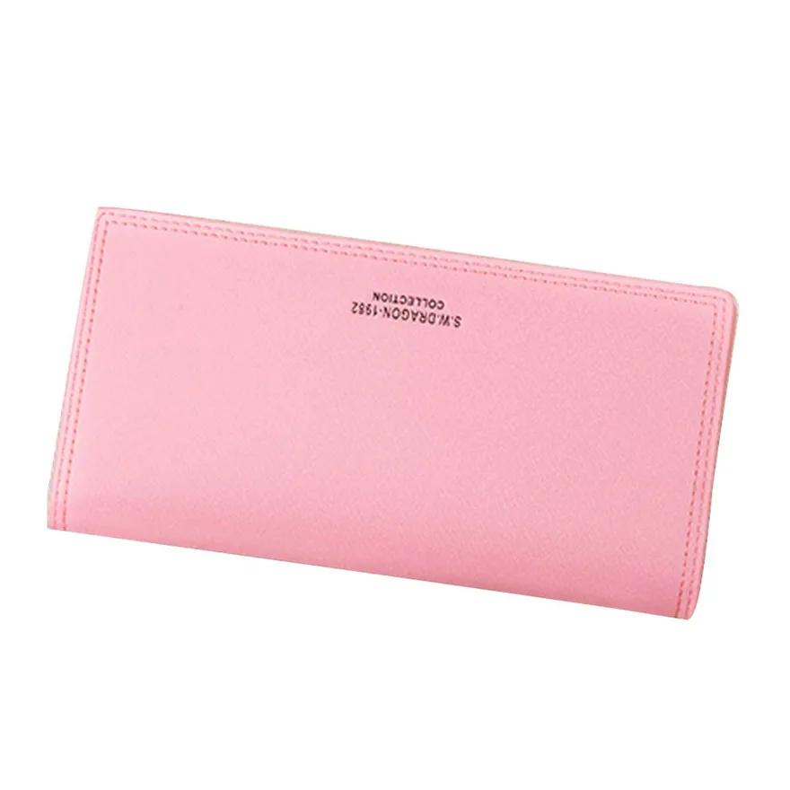 Pink Новинка, Длинный кошелек, женские кошельки, портмоне, держатель для карт, кошельки, клатч, сумка для денег, кожаный кошелек для монет#0308 A#487 - Цвет: Pink