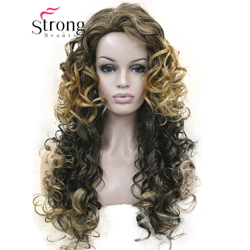 StrongBeauty 26 дюймов длинные волнистые блонд микс синтетический парик Полный парики для женщин выбор цвета