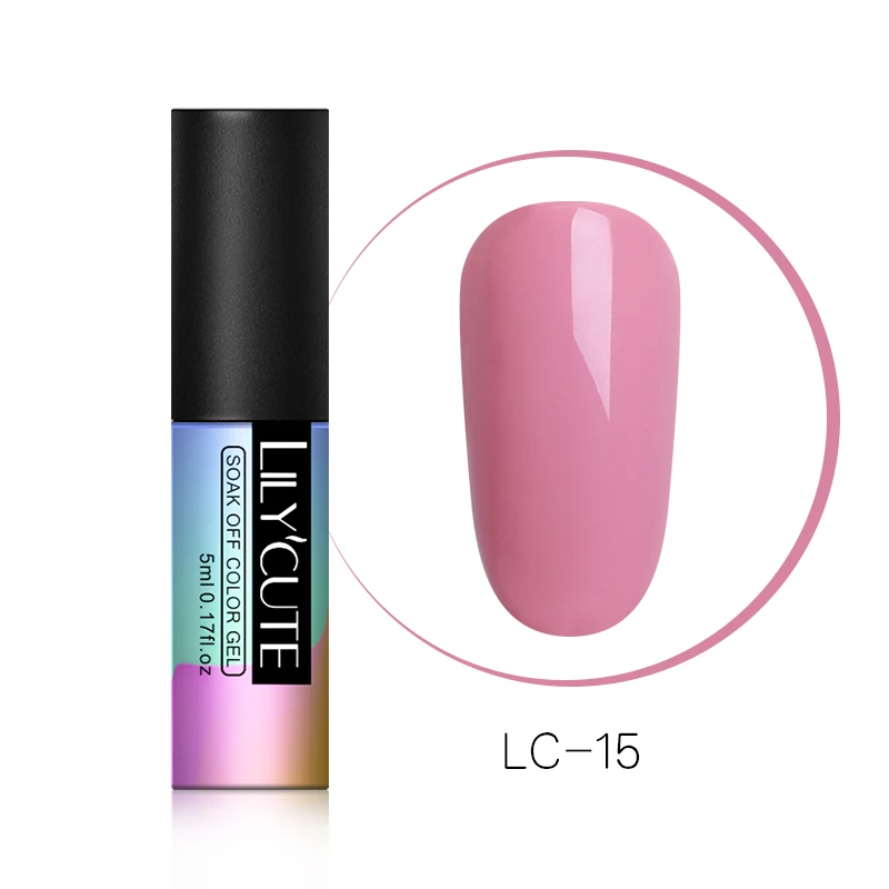 LC15 LILYCUTE гель для нейл-арта 5 мл чистый цвет ногтей УФ светодиодный Гель-лак для Ногтей Стойкий Макарон замачиваемый лак гель лак - Цвет: LC15