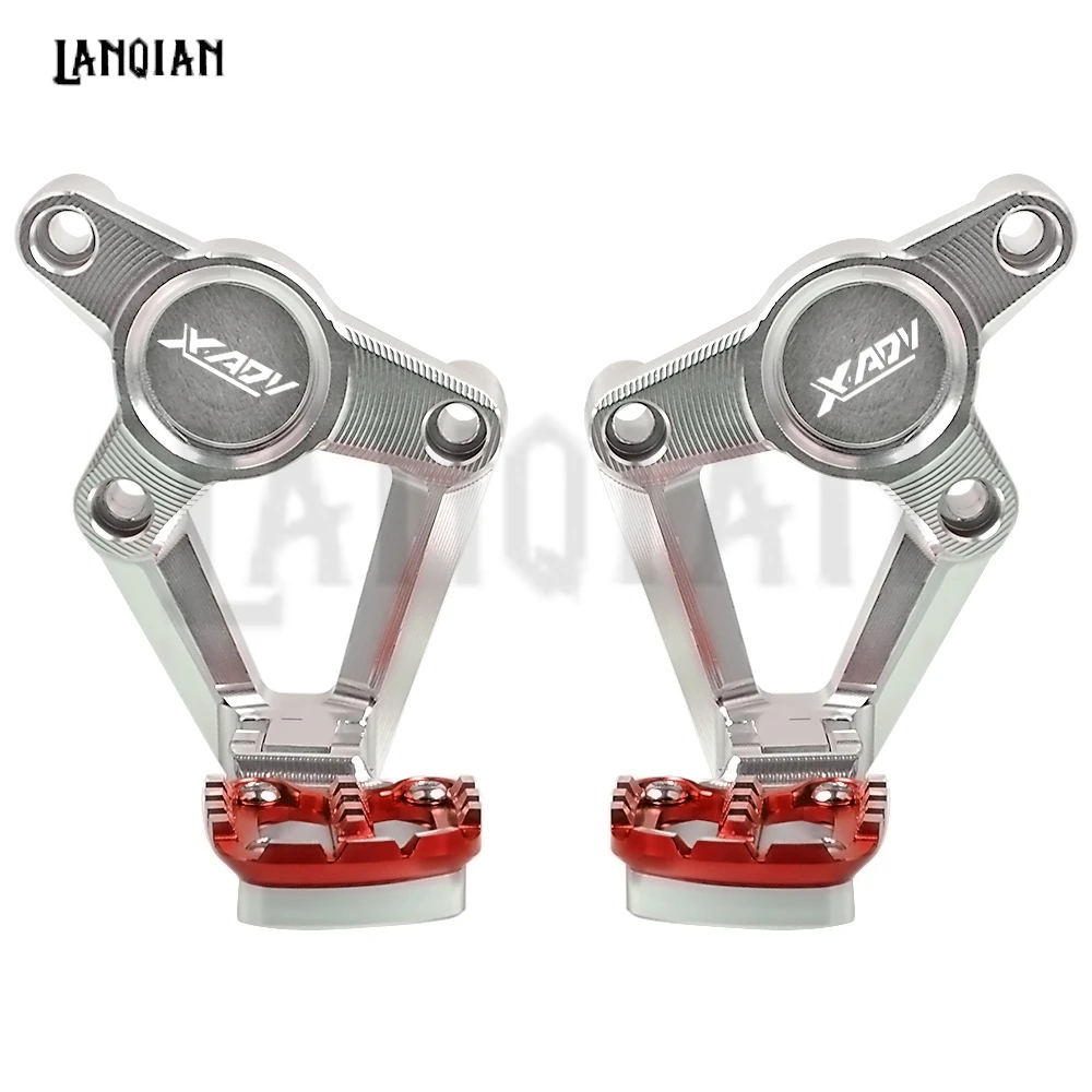 Sliver Red CNC Мотоцикл Складные Задние подножки для ног пассажирский для HONDA xadv 750 XADV750 XADV-750 xadv аксессуар логотип - Цвет: Sliver Red