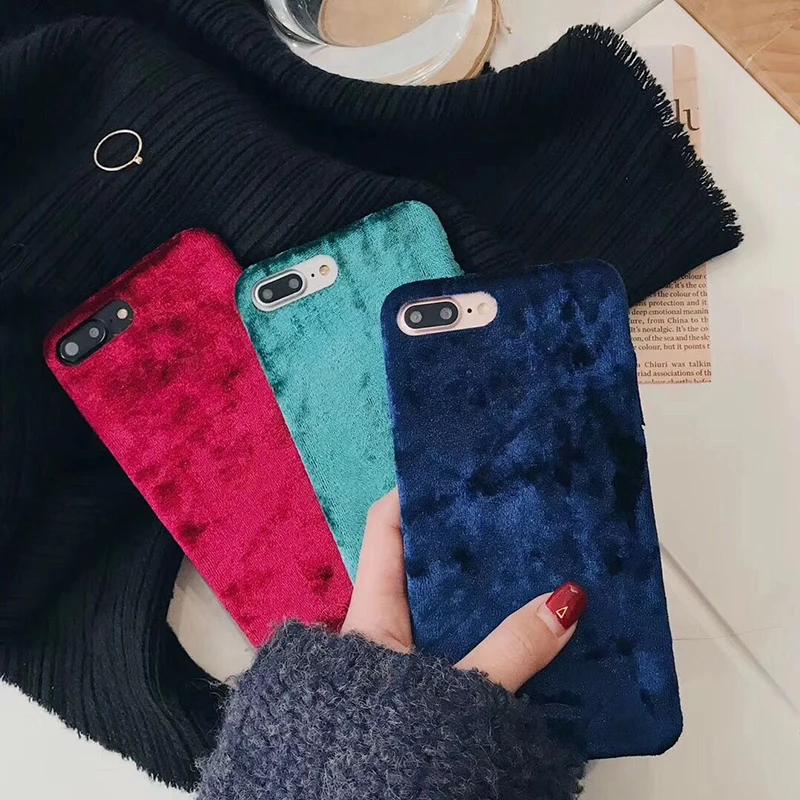 LACK ретро сплошной цвет чехол для телефона для iphone X чехол для iphone 6 6S 7 8 плюс модная ткань кожа задняя крышка зимний теплый чехол s