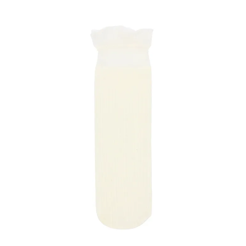 Milk White 1 пара, женские модные кружевные носки с цветами, прозрачные эластичные ультратонкие короткие носки на весну и лето, Повседневные Дышащие носки - Цвет: Milk White