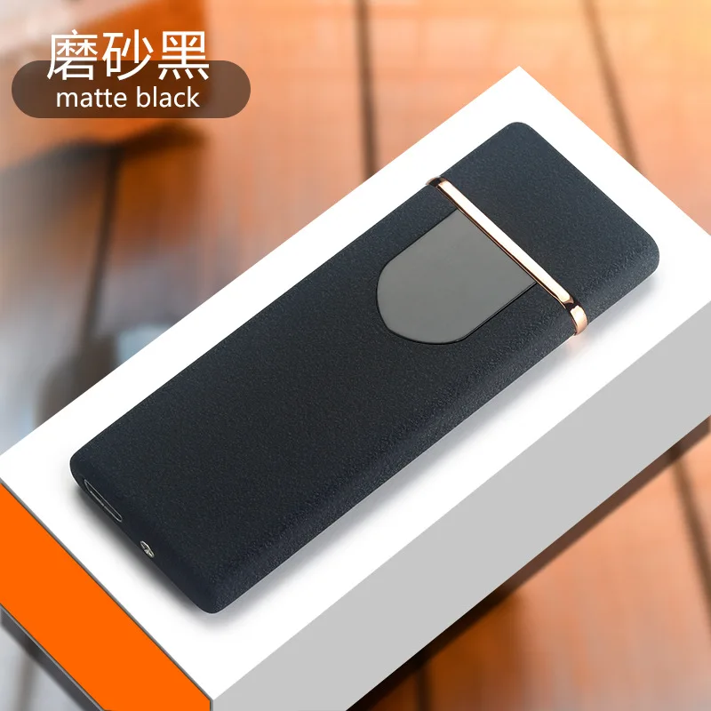Matte Black Ультра тонкий отпечаток пальца USB Зажигалка Портативный прикуриватель аксессуары ветрозащитная плазменная Вольфрамовая Зажигалка электронные гаджеты - Цвет: Matte Black