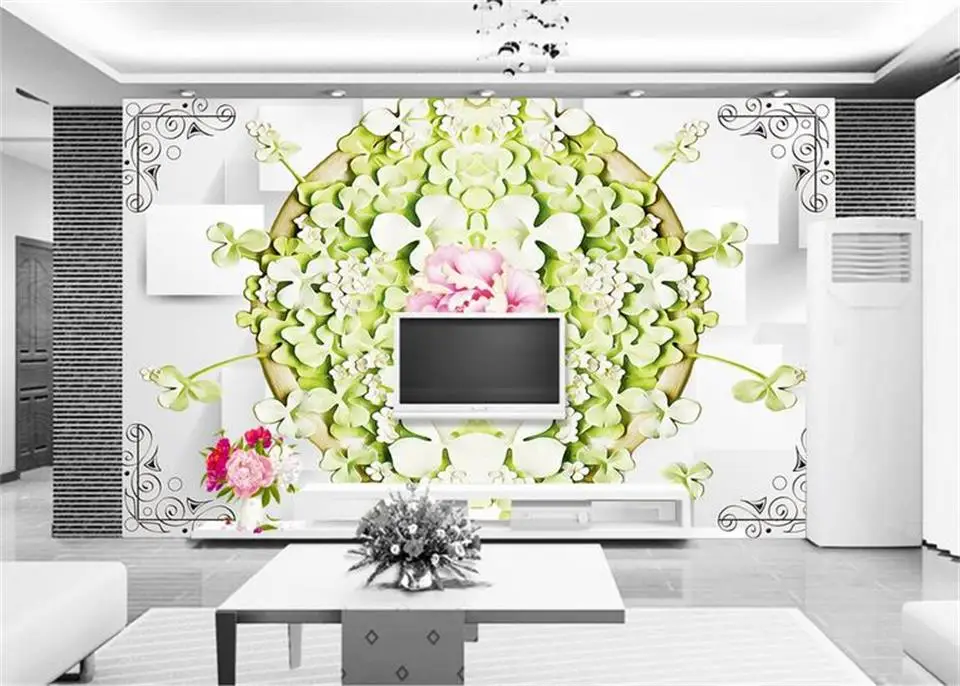 

3d фотообои на заказ, 3d обои, красивые зеленые воды, плавающие, декор лотоса, 3d настенные фрески, обои для стен 3 d