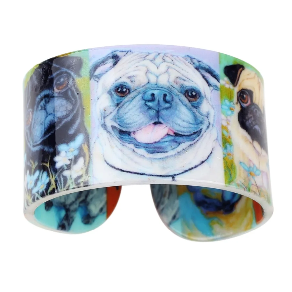 WEVENI Plastic Animal French Bulldog Pug Dog Bangle Bracelet Indian Fashion Jewelry For Women Girl Wholesale Craft Accessories | Украшения