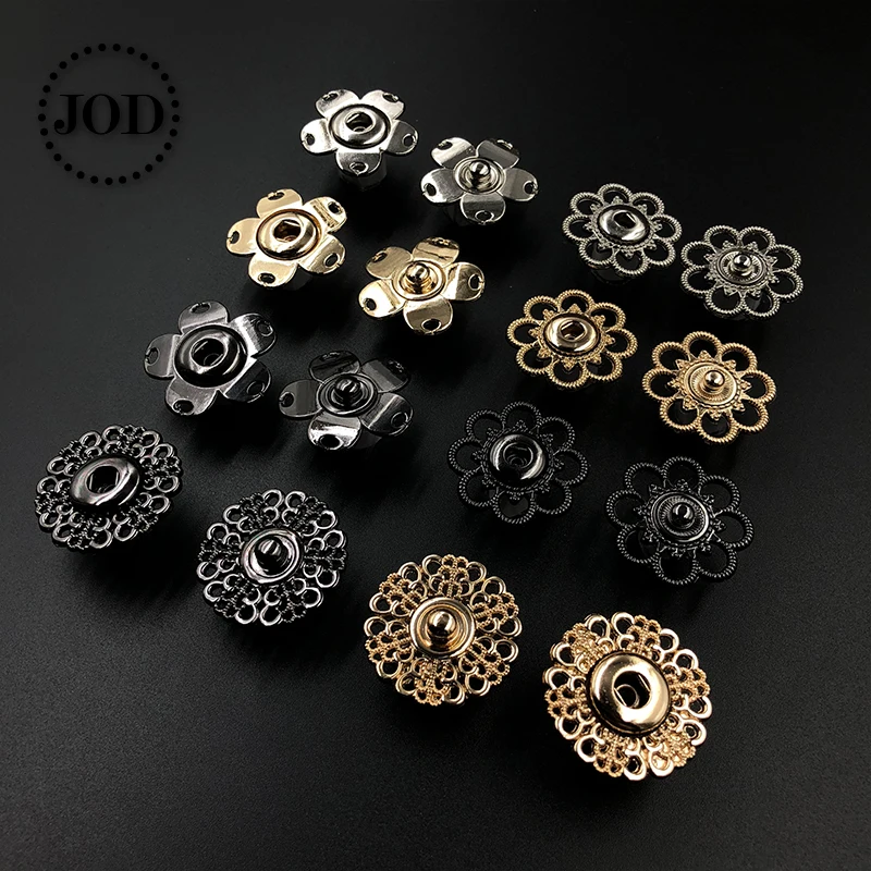 

5 Pieces 18-30mm Gold Silver Black Metal Snap Buttons for Clothing Women Press Button Decorative Clothes Sewing Accessories JODa