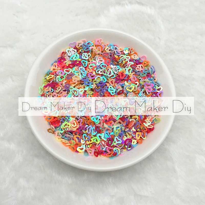 Пайетки из ПВХ с полыми сердечками для дизайна ногтей 25 г (5000 шт.) 3 мм|sequin paillette|loose