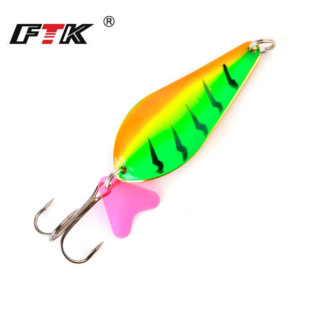 ФТК 1 шт Металл Рыбалка Spinner 30g/32g/40g Щука приманку жесткие приманки ложка с тройной