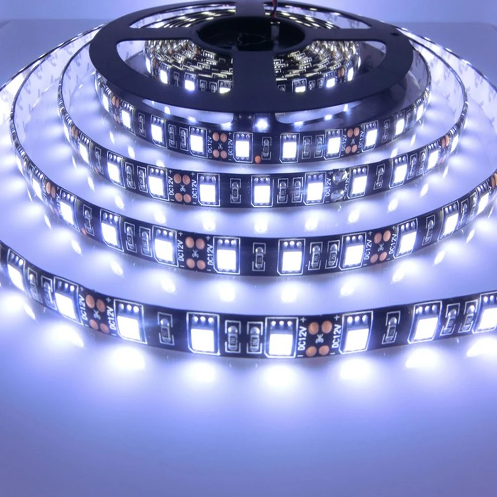 СВЕТОДИОДНЫЕ Полосы 5050 Черный ПЕЧАТНОЙ ПЛАТЫ DC12V Гибкий Свет 60 LED/м 5 м/лот RGB LED
