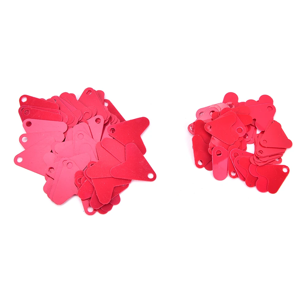 

New 50PCS DIY Plastic Red Heat Shape Sequins Metal Spoon Fishing Lures Hard Hook