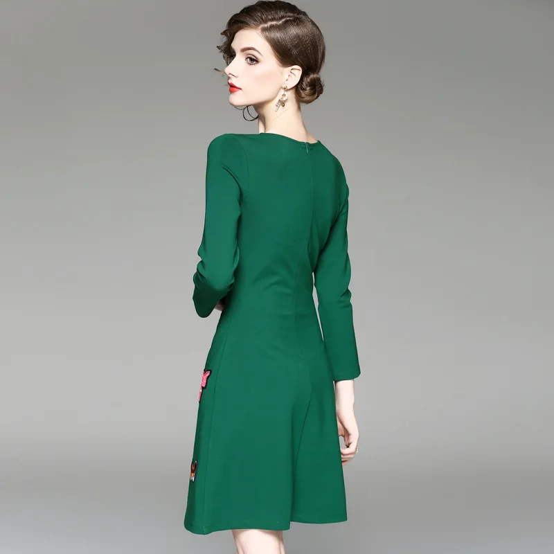Embroidery winter dress 2017 new high quality spring Clothing Elegant O-Neck Retro party Dress S XL Casual fashion Women dresses | Женская