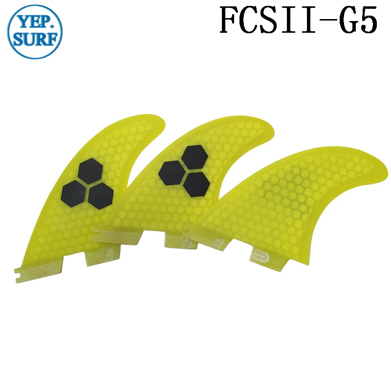 Плавники для серфинга FCS2 G5 Fin сотовый плавник доски желтого цвета Серфинг Quilhas