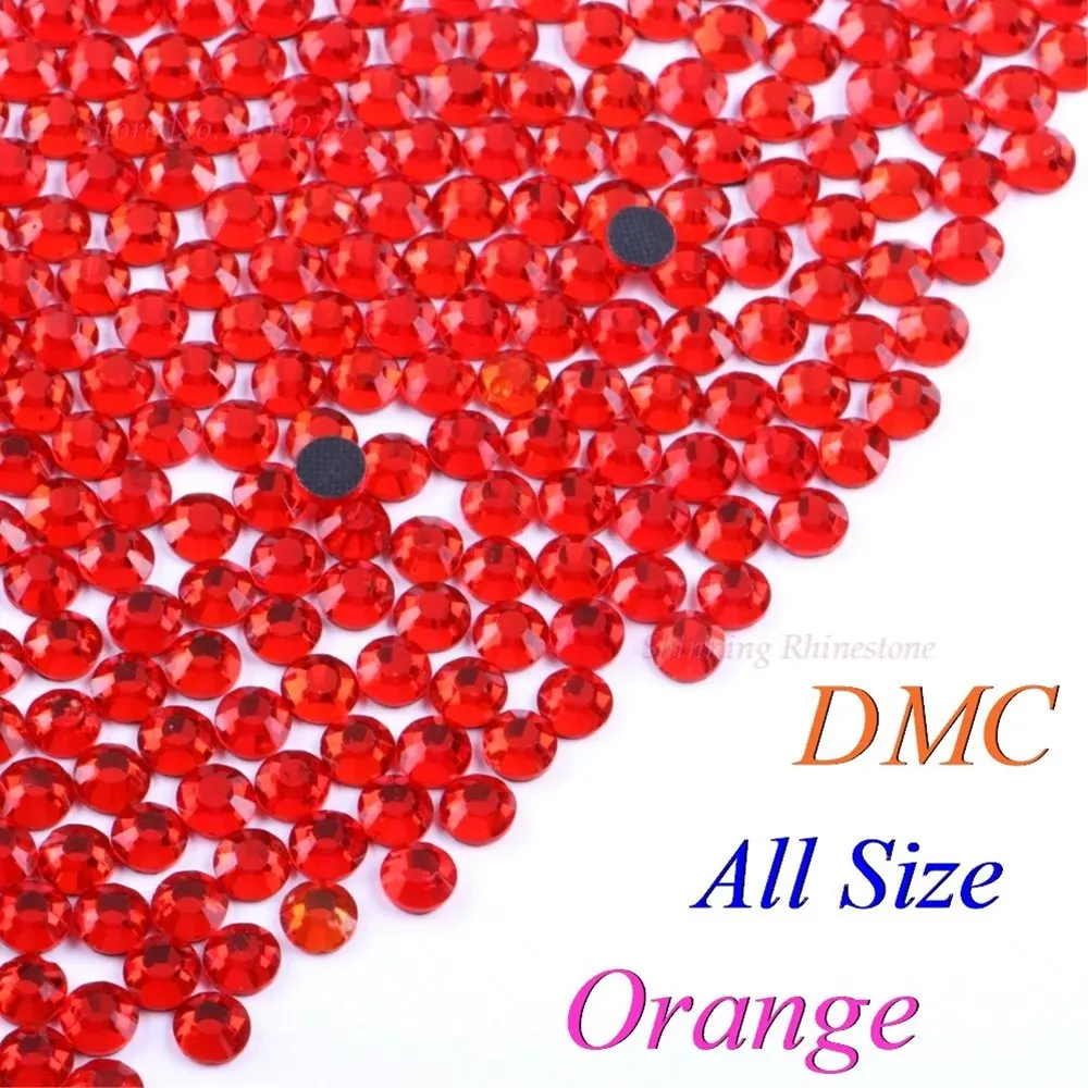 

Кристаллы стекла DMC Orange SS6 SS10 SS16 SS20 SS30 разных размеров, стразы горячей фиксации, блестящие с помощью утюга для одежды с клеем