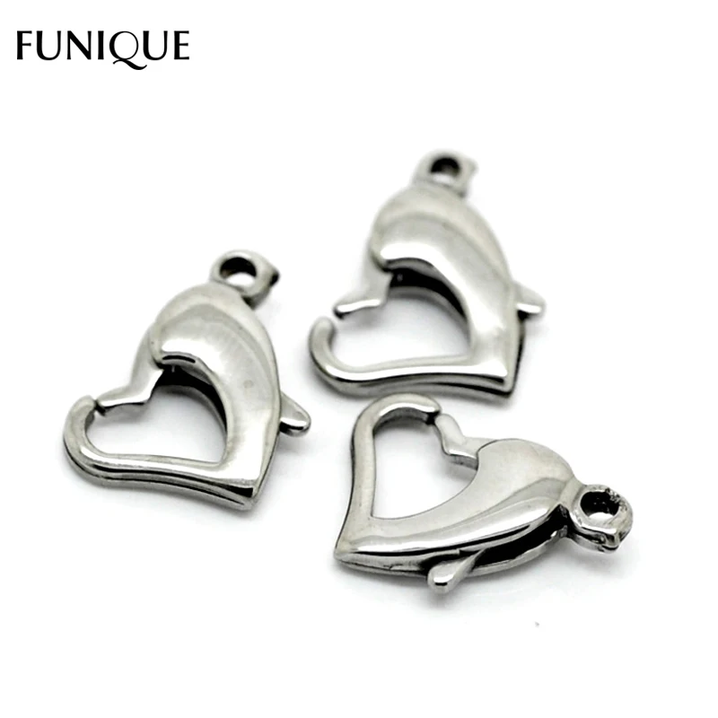 FUNIQUE застежки в поисках 5 шт Серебряный тон из нержавеющей стали Сердце Омаров для
