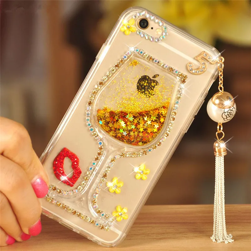 LaMaDiaa for Huawei Honor 20 8 9 10 lite 7X V20 Nova 4 P30 P20 Pro Mate Diamond Wine Cup glitter case crystal lanyard |
