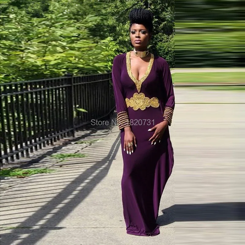 Robe De Soiree 2020 фиолетовые Вечерние платья с длинным рукавом золотой бисер шифоновое