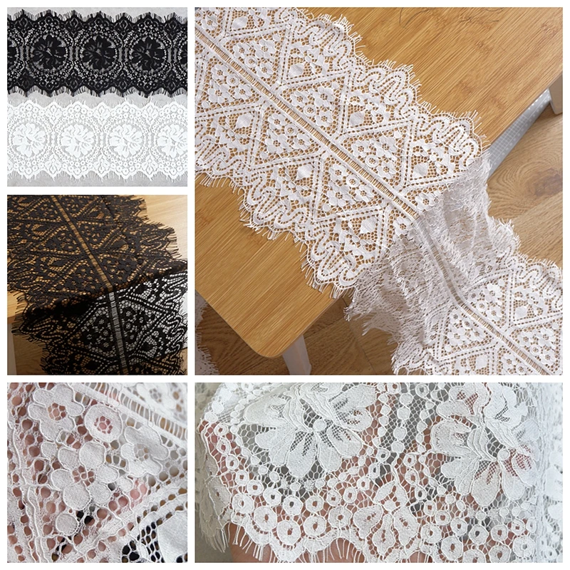 

GLace 9m/lot 2styles DIY craft material Black and white bilateral thickening nylon cotton strand eyelash lace fabric TX332