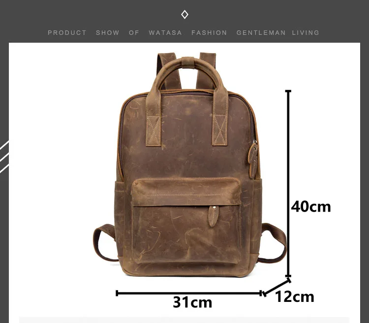 Men's Or Women Genuine Leather Backpack Multifunction Handmade Daypack Vintage Schoolbag Backpack Shoulder Bag Casual Rucksack